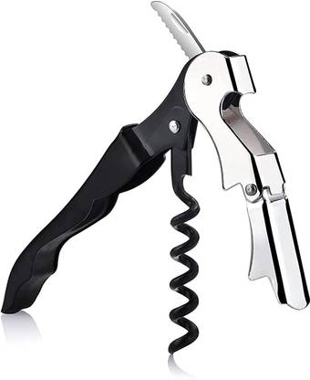 BZILO Wine Opener Stainless Steel Wine Cork Screw, Sommelier Knife (Black) Bottle Opener