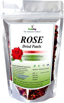 VY VedaYug Sun Dried Rose Petals, 100g Gulab Patti ( Petal )for decoration