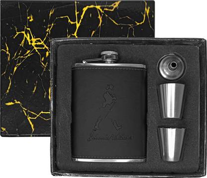 JMALL 2150 Johnnie Walker Bar Set With 2 Shot Glasses And 1 Funnel Great Set Stainless Steel Hip Flask