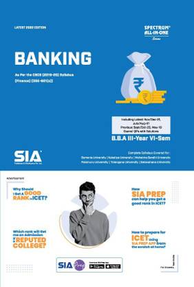 BANKING BBA III-Year VI-Sem (O.U) As Per The CBCS (2019-20) Syllabus Finance DSE-601(A) Latest 2022 Edition