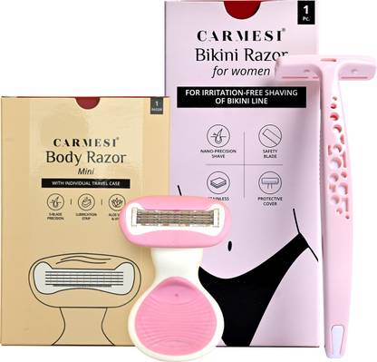 Carmesi Body Razor (Mini) & Bikini Razor Combo for Women | Painless & Precision Shave, Women