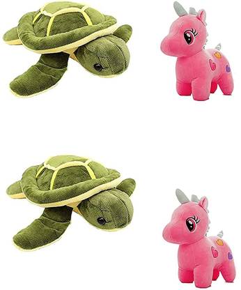 AURA SPACE Turtl and Unicorn Pack of 4 Soft Toy, Baby Toys.  - 14 cm