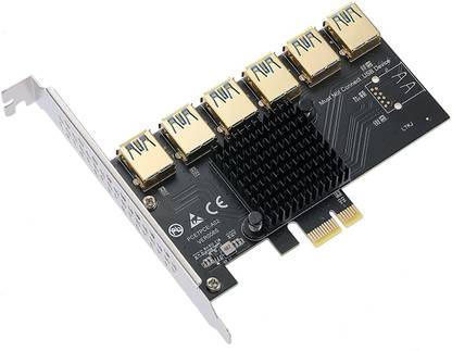 Tobo PCI-E 1 to 6 USB Riser Card Higher USB 3.0 Adapter Multiplier Card Card Reader