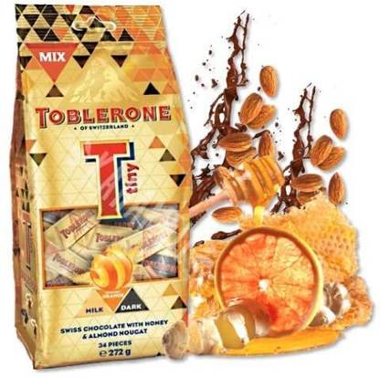 Toblerone TINY GINGERY ORANGE SWISS MILK & DARK CHOCOLATES IMPORTED 272gms Fudges