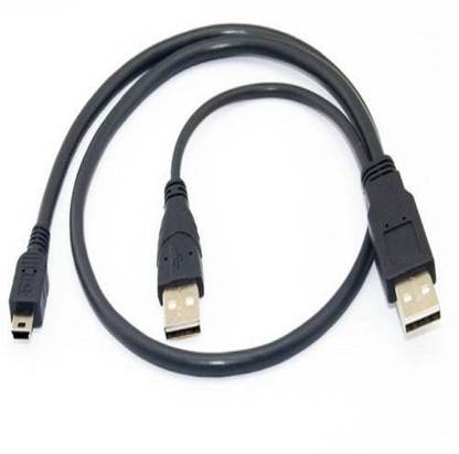 TECHGEAR Power Cord 1.5 m Dual USB 2.0 Type A to USB Mini 5-Pin Type B x1 Y Shape Data & Power Cable
