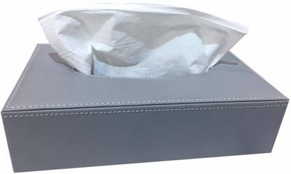 SMKT 1 Compartments PU Leather Tissue Box for Office,Reception Table, Room,Kitchen,Car and Home(Grey)