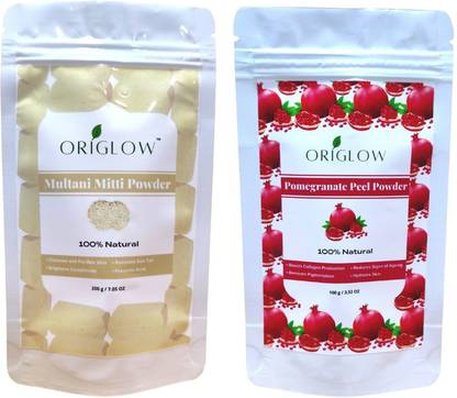 ORIGLOW Multani Mitti & Pomegranate Powder for Pigmentation, Dark Spots, Acne 100g Each