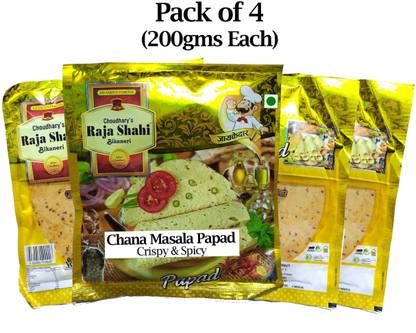 RAJA SHAHI Delicious SPICY & CRISPY Chana Special Papad(4 Packets of 200gm Each) Masala Papad (Pack of 4)