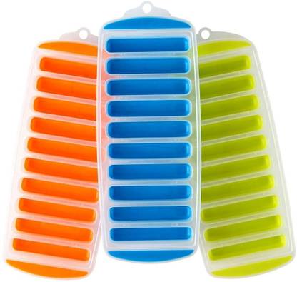 WiiBross Water Bottle Long Stick Ice Cube Trays with Easy Push Pop Out Multicolor Silicone Ice Cube Tray