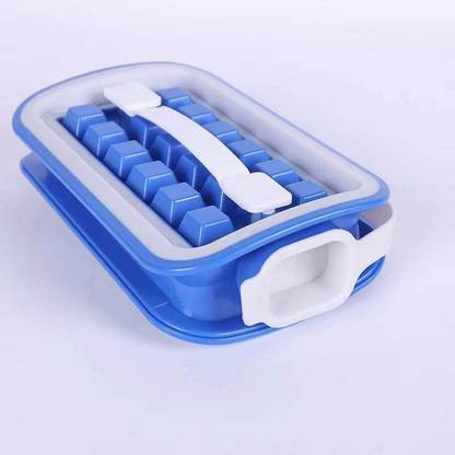 SWISS WONDER 2 in 1 icebreaker bottle silicone easy portable ice cube tray Blue Plastic, Silicone Ice Cube Tray