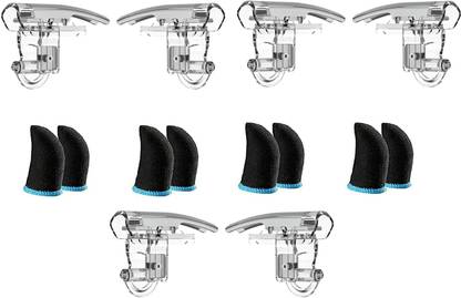 FKU [3PAIR]5.56 Mobile Game Controller Trigger Aim Button & [4PAIR] Finger sleeve  Joystick