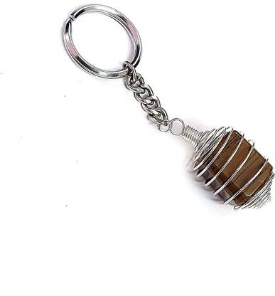 AIR9999 Tiger Eye Crystal Tumble Key Chain Key Ring For Chakra And Reiki Healing Key Chain