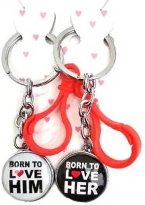 Mancloem Awesome key ring decorations cute born to love him and her couple models Key Chain