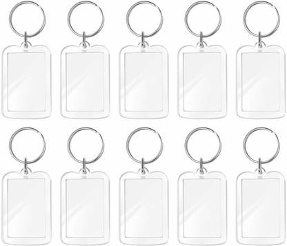 Street27 10set Acrylic Photo Snap- in Key Chain Transparent Shape Picture Frame Keychain Key Chain