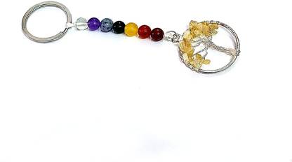 AIR9999 Citrine Seven Chakra Crystals Tree Of Life Key Chain Key Ring Key Chain