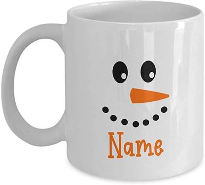 SNV Personalized Custom Name 11oz Ceramic Snowman Face With Carrot Nose 16771 Ceramic Coffee Mug