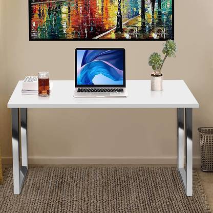 Tablewala Glossy White Office Table Made of Engineered Wood Office Table