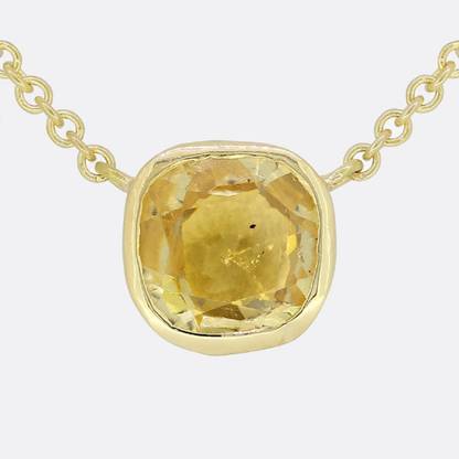 RATAN BAZAAR Original & Adjustable Yellow Sapphire Stone Pendant For Girls Gold-plated Sapphire Copper Pendant