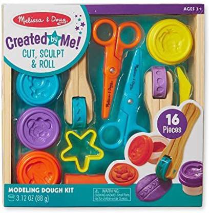 MELISSA & DOUG Created by Me Cut, Sculpt, and Roll Modeling Dough Kit With 8 Tools and 4 Colors