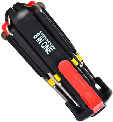 ACM 8 In one LED Portable Torch Combination magnetic crv steel alloy light weight emergency kit any time any where Combination Screwdriver Set