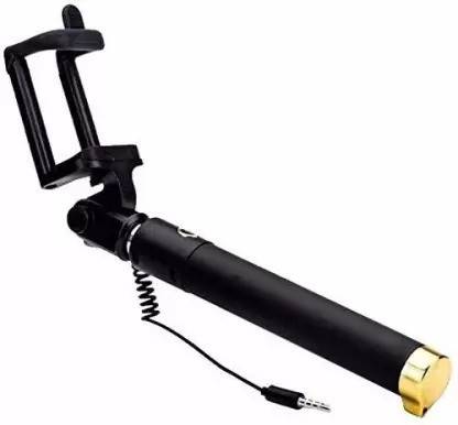 SANNO WORLD Selfie Stick Stand for Cell phone (Black, Remote Included) Cable Selfie Stick