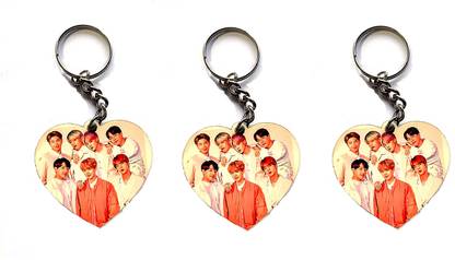 Convay BTS Gang Photo Heart Shape Key-Chain 3 Key Chain