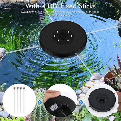 HASTHIP for Garden with 7 Nozzles, Solar Fountain for Bird Bath/Fish Tank/Circle/Pond Solar Water Pump