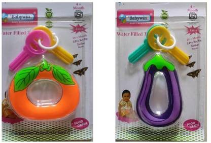BABYWIN BABY TEETHER Water Filled Toy Teether Combo 2 pcs (Orange & Brinjal) Teether