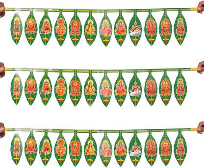 DigiRake Main Door Mango Leaves with God Photo (Pack of 3) - Model 3 Toran