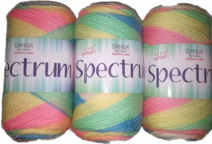 JEFFY Ganga Spectrum Wool Hand Knitting Yarn Multi Neon Colour Shade no.PTR0250 300GMS