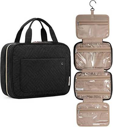 Bagsmart Travel Bag with hanging hook, Shampoo, Full Sized Container, Toiletries, Black Multipurpose Bag