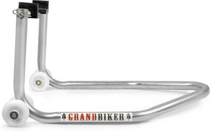 Grandbiker Rear Paddock Stand with Swing Arm Rest Silver Bike Storage Stand