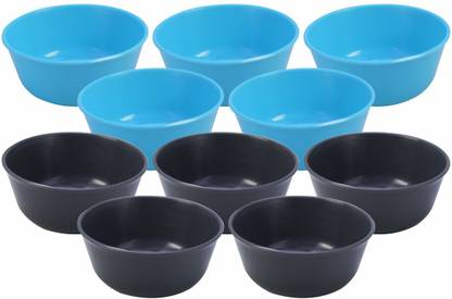 Wonder Plastic Mixing Bowl Plastic Sigma 300 Microwave Safe Bowls, Set of 10 pc, 300 ml, Cyan Grey