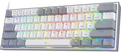 Redragon K617 WHITE Wired USB Handheld Multi-device Keyboard Compatible with Desktop, Laptop, Mac