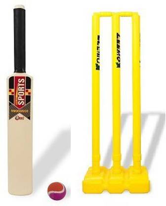 Mt hub YELLOW STUMP , 1BAT , 1BALL CRICKET SET FOR KIDS Cricket Kit