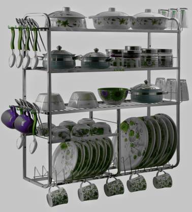 AVAIL Utensil Kitchen Rack Steel 32 x 30 Inch Wall Mount Kitchen Rack | Modular Kitchen Utensil Stand |