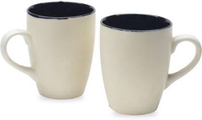 ST "REDEFINING SPACES" Ceramic Outside White Matte Finish Inside Black Glossy Fancy Ceramic Coffee Mug