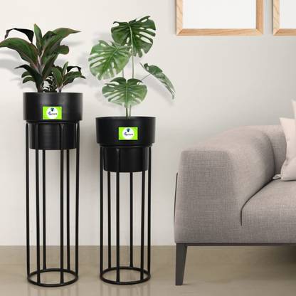 Spylark Living Tall Gold Planter with Detachable Metal Stand, Decorative Planter Pot Plant Container Set