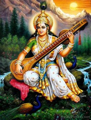 Maa Saraswati Ji Multicolour Photo Print Poster Photographic Paper