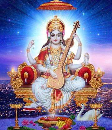 Maa Saraswati Ji Multicolour Photo Print Poster Photographic Paper