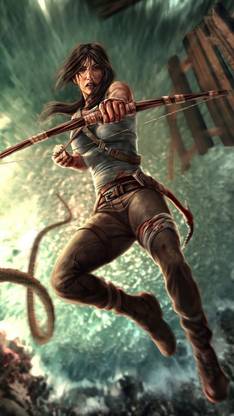 Lara Croft With Bow And Arrow 01 1440X2560 Matte Finish Poster Paper Print
