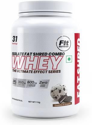 Fit Nutrish Isolate Fat Shred Combo,Fat Burner Supplement For Men and Women(Cookies & Cream) Whey Protein