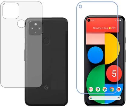 VOSKI Front and Back Tempered Glass for Google Pixel 5 Front Transparent Tempered Glass and Back Flexible Guard (Trink)