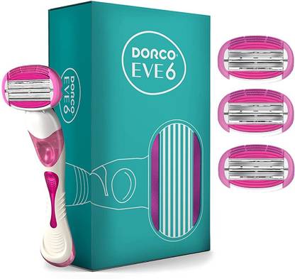 Dorco EVE 6 Non-Slip handle Open Flow Cartridge - 1 Razor + 4 Bendable Cartridges