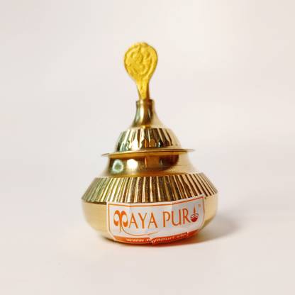 MAYAPURI Pital Sindoor Dibbi/Kumkum/Golden Sindur Box with Stick, Standard Size Sindoor Dani
