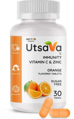 Nector Vitamin C Orange Chewable Tablets, Immunity Antioxidant & Skincare, 1 daily