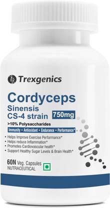 Trexgenics CORDYCEPS 10% Polysaccharides 750 mg Performance, Stamina, Endurance (60Vcaps)