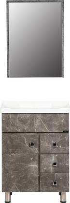 RADON Charm Bathroom Vanity Washbasin Cabinet in Grey with Wash Basin and Mirror Cabinet Under Counter Basin