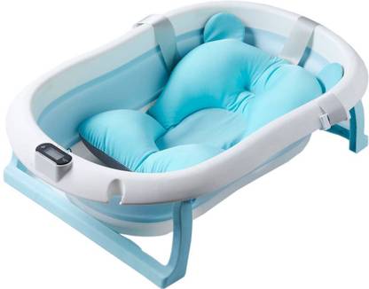 BabyHop Foldable Baby Bath Tub with Support Cushion -Temperature Sensor for 0 to3 yrs