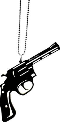 EliteAuto Premium LaserCut Revolver Rear view Mirror GUN Hanging Ornament with Metal Chain Car Hanging Ornament